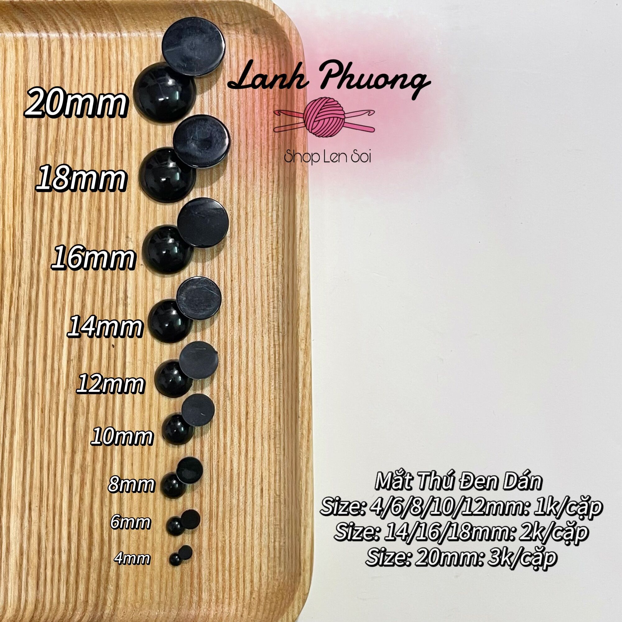 Mắt Thú Bông Đen Dán