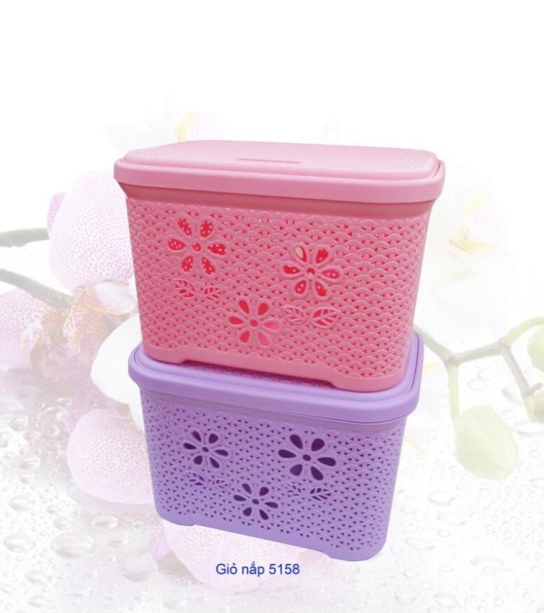 Giỏ hoa có nắp đựng đồ đa năng hàng Cao cấp việt nhật