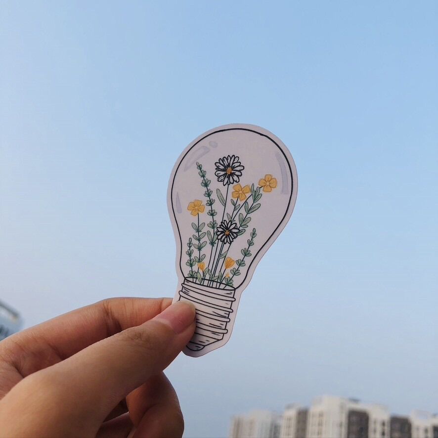[HCM] - Bộ sticker/ hình dán Bóng đèn hoa (set 2 sticker) - tiemtaphoacona