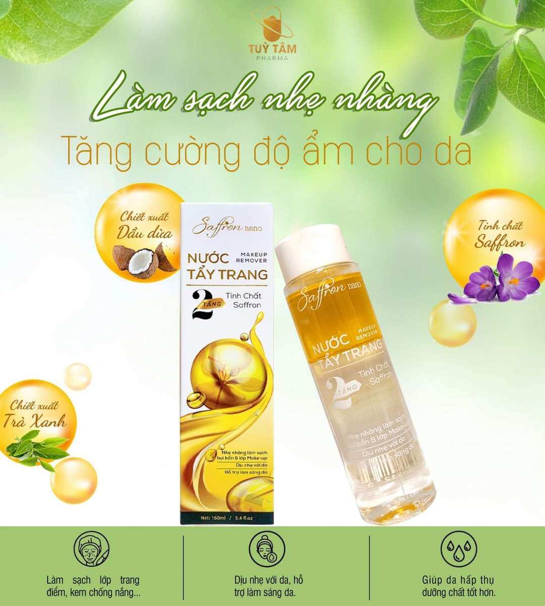 Nước Tẩy Trang 2 Tầng Safron nano