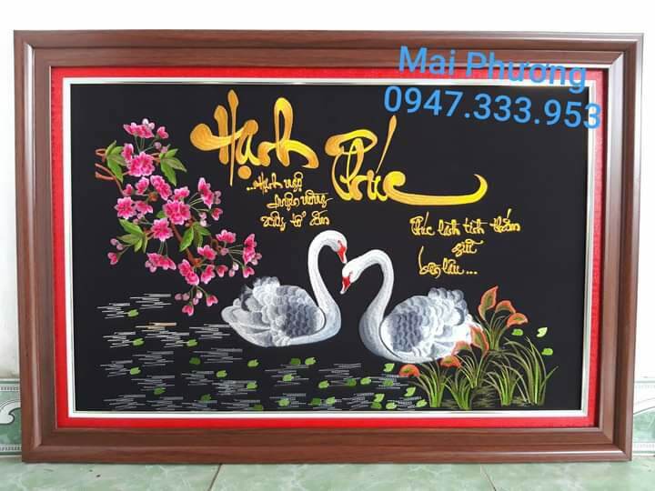 (Tranh thêu sẵn, kích thước 50*70). Bức tranh HẠNH PHÚC là tranh "ĐÃ THÊU SẴN" về chỉ việc đóng khung.