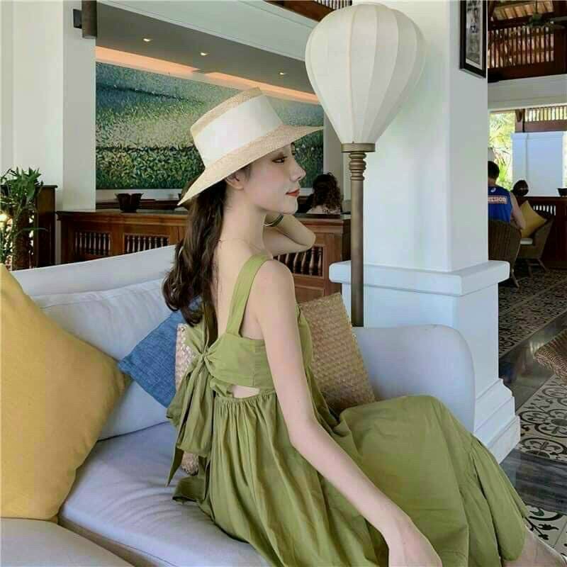 ĐẦM DÂY ĐI BIỂN ĐỦ MÀU NƠ CỘT SAU LƯNG #lsa