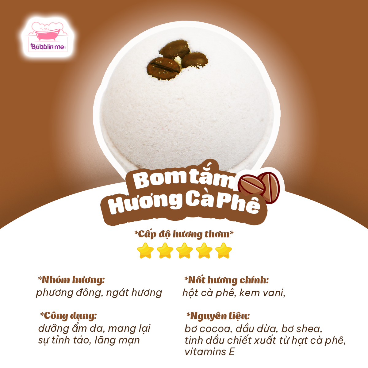 Bom tắm Coffee bath bomb Bubblin me