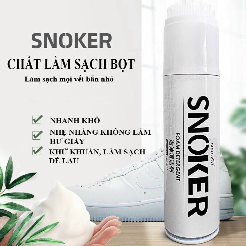 Chai vệ sinh giày, bình xịt tạo bọt tuyết khô snoker làm sạch và tẩy trắng giày dép, túi xách, ghế sofa