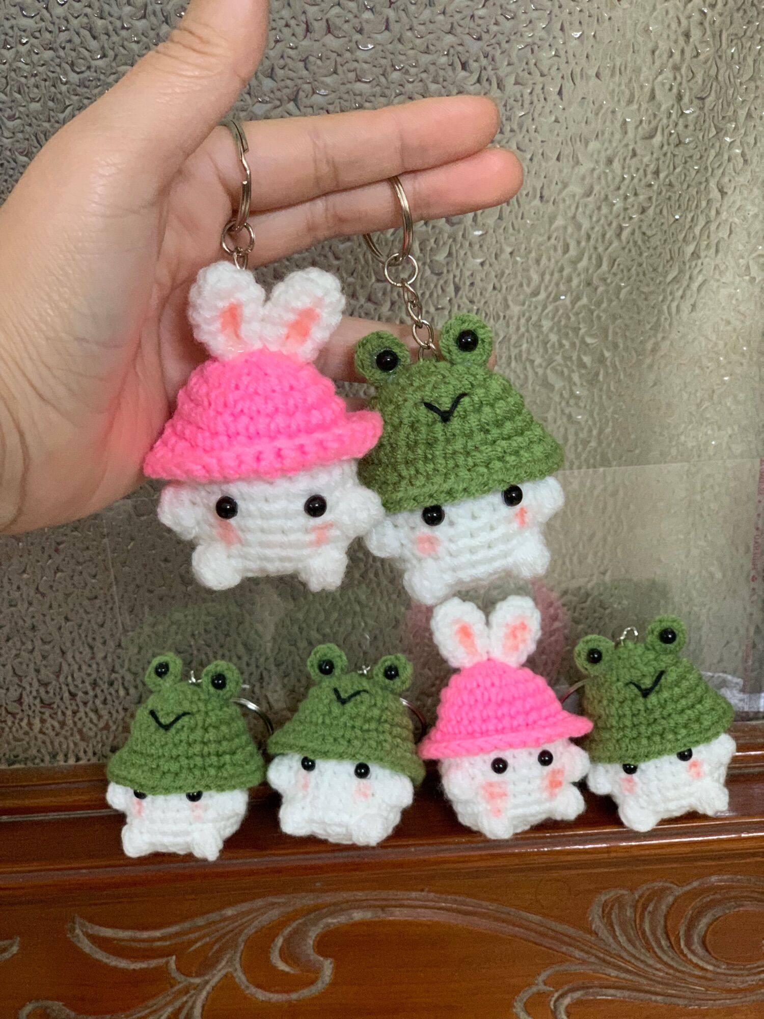 Móc khoá nấm kute bằng Len Handmade