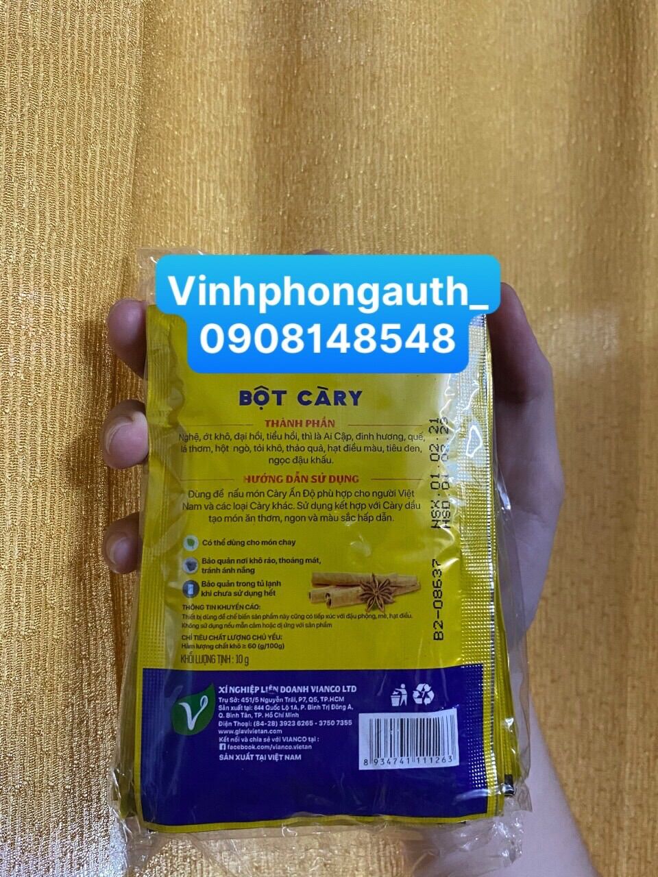 Bột cà ri Vianco ( Việt Ấn ) 10gr 1 gói ( 1 hộp 50 gói )