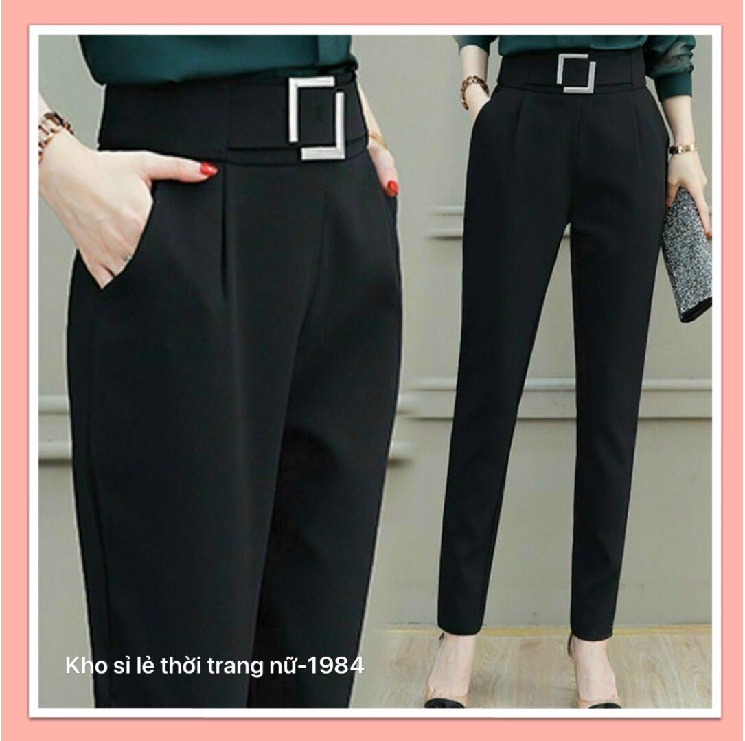 QUẦN BAGGY VẢI CÔNG SỞ KÈM ĐAI VUÔNG KHOÁ SƯỜN
