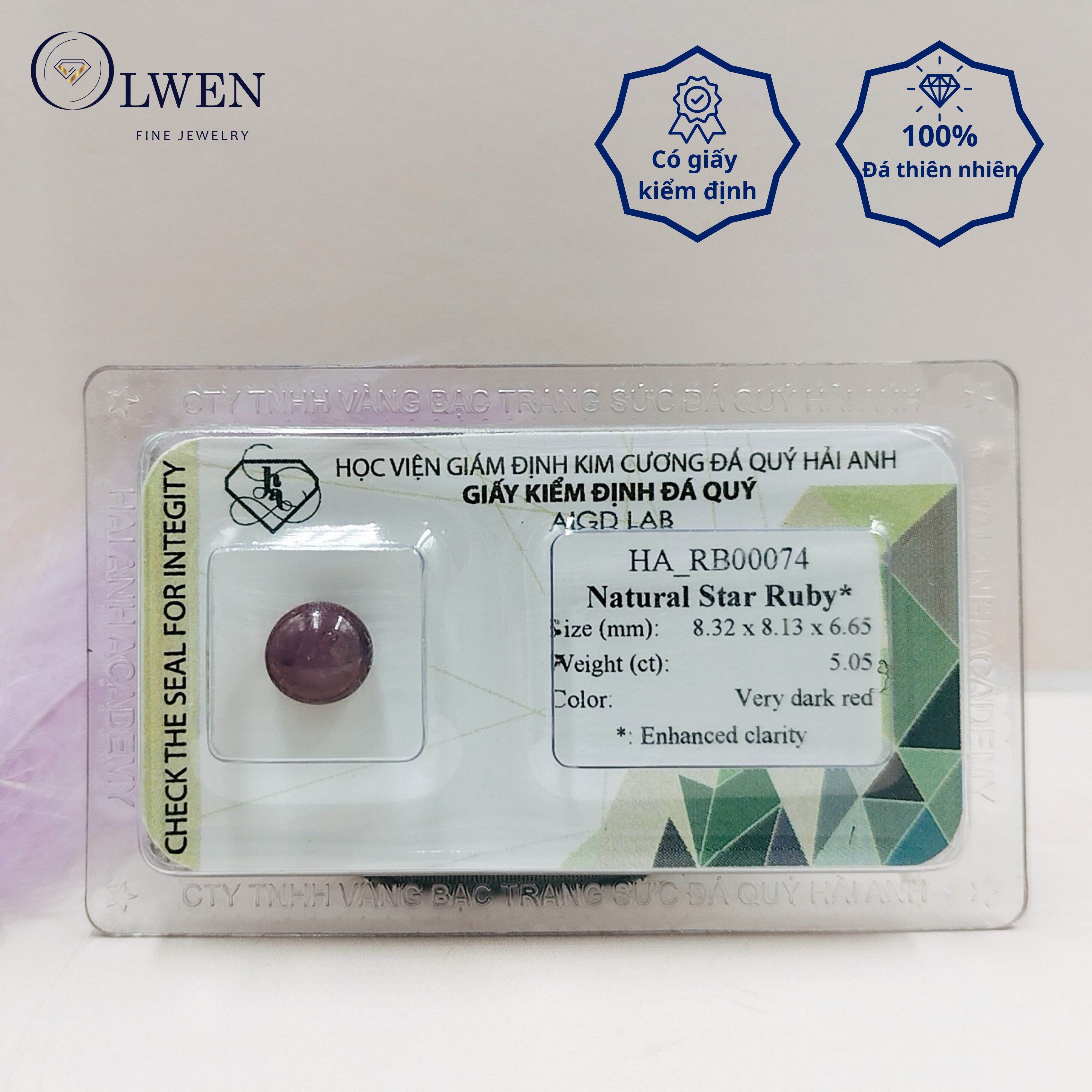 Đá Ruby Tự Nhiên Kiểm định HA-RB00074