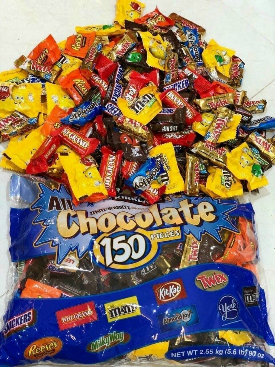 Kẹo socola tổng hợp - combo 0,5kg kẹo all chocolate 150 pieces 2.55kg của mỹ
