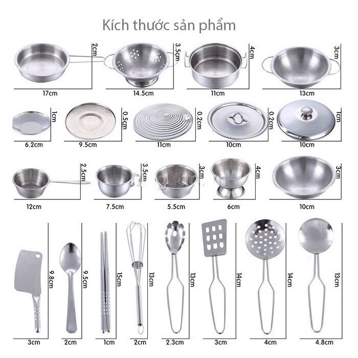 Đồ chơi nấu ăn inox (40 món)