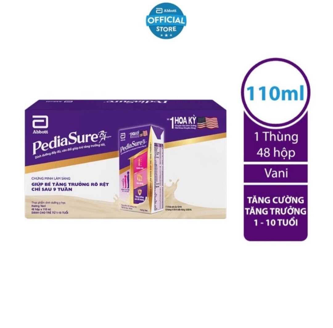 thùng 48 hộp pha sẵn pediasure 110ml hương vani date 3 2023 hàng khuyến mại