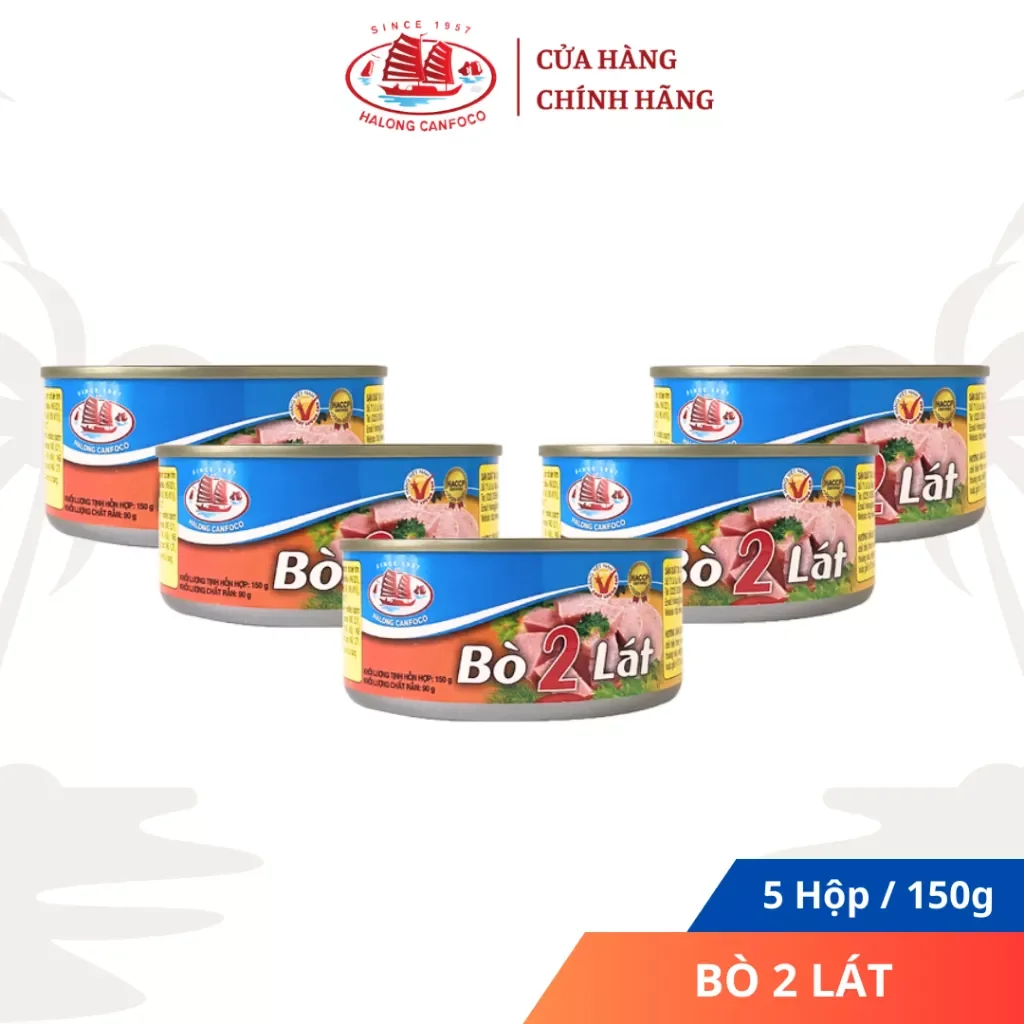 Combo 5 hộp thịt bò 2 lát 150g - đồ hộp hạ long