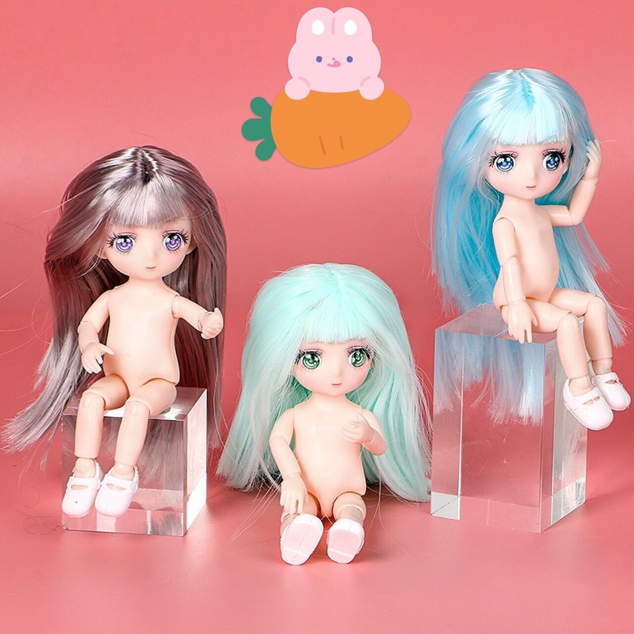 Búp bê anime hoạt hình 16cm siêu đáng yêu, búp bê cho bé gái có khớp tay chân, búp bê nhựa đẹp