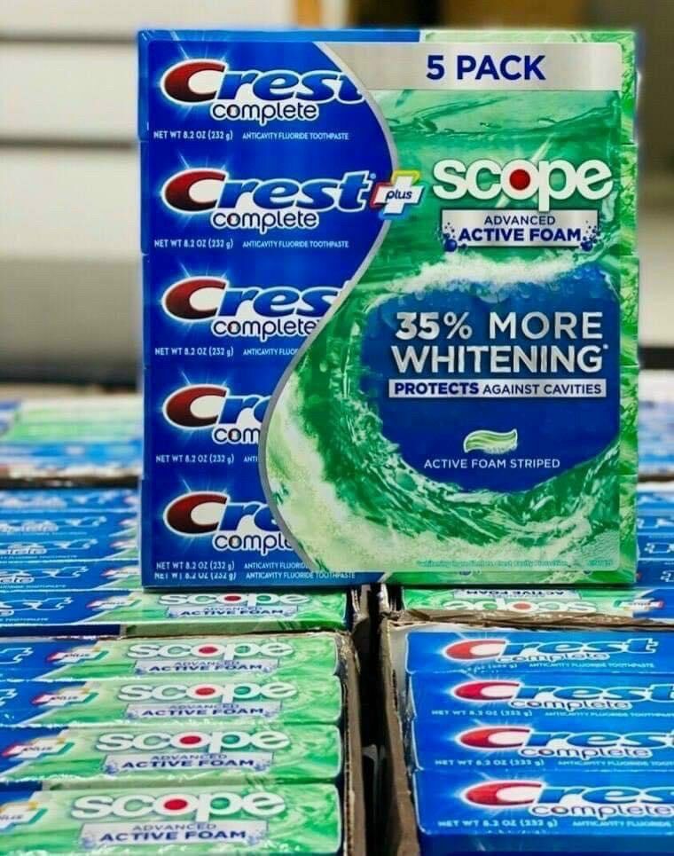 Kem đánh răng trắng răng Crest Complete Whitening Plus Scope Advanced Active Foam 232g của Mỹ Date 2024