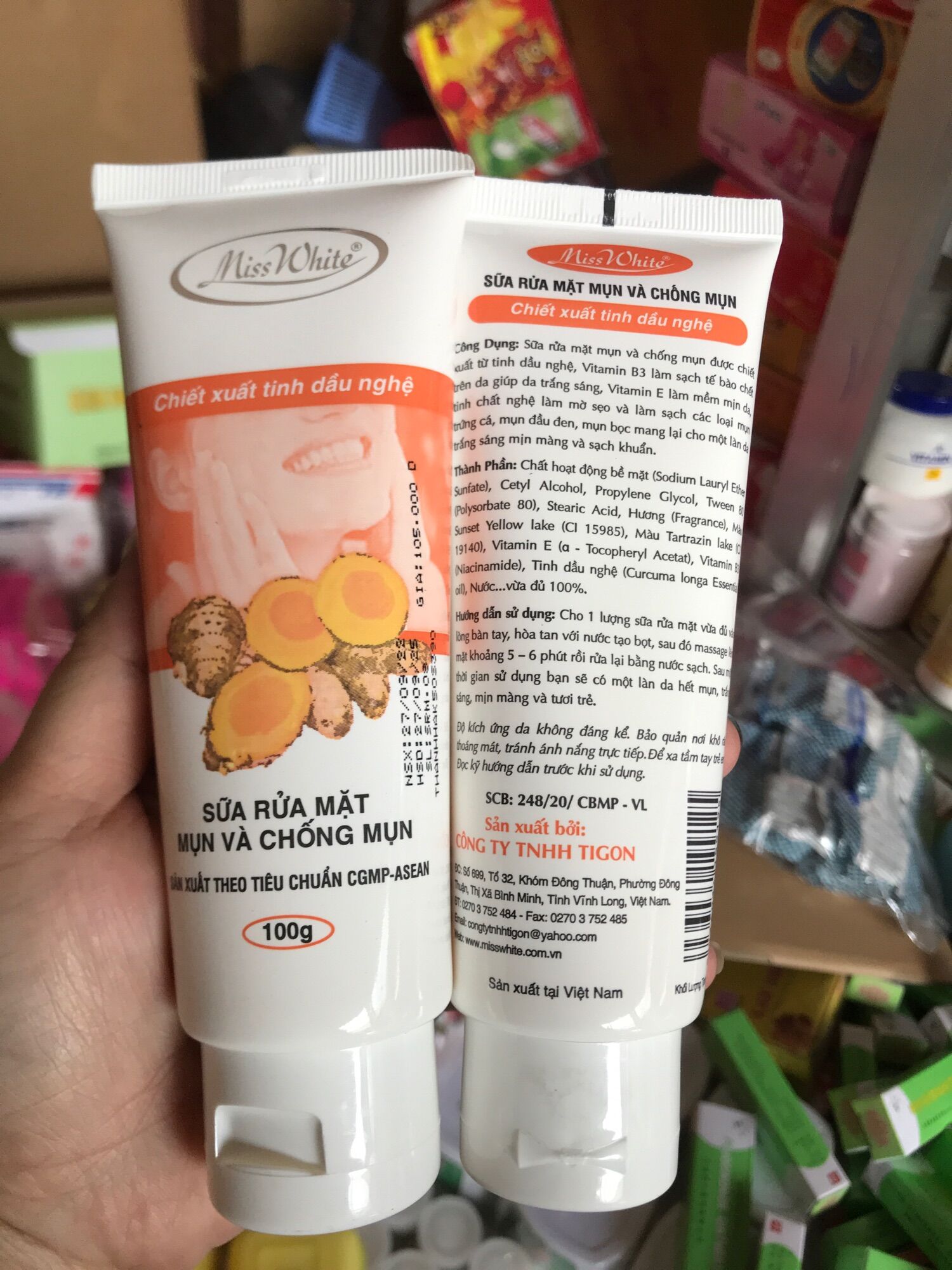 SỮA RỬA MẶT NGHỆ MISS WHITE MỤN -CHỐNG MỤN 100G ( 1 chai)