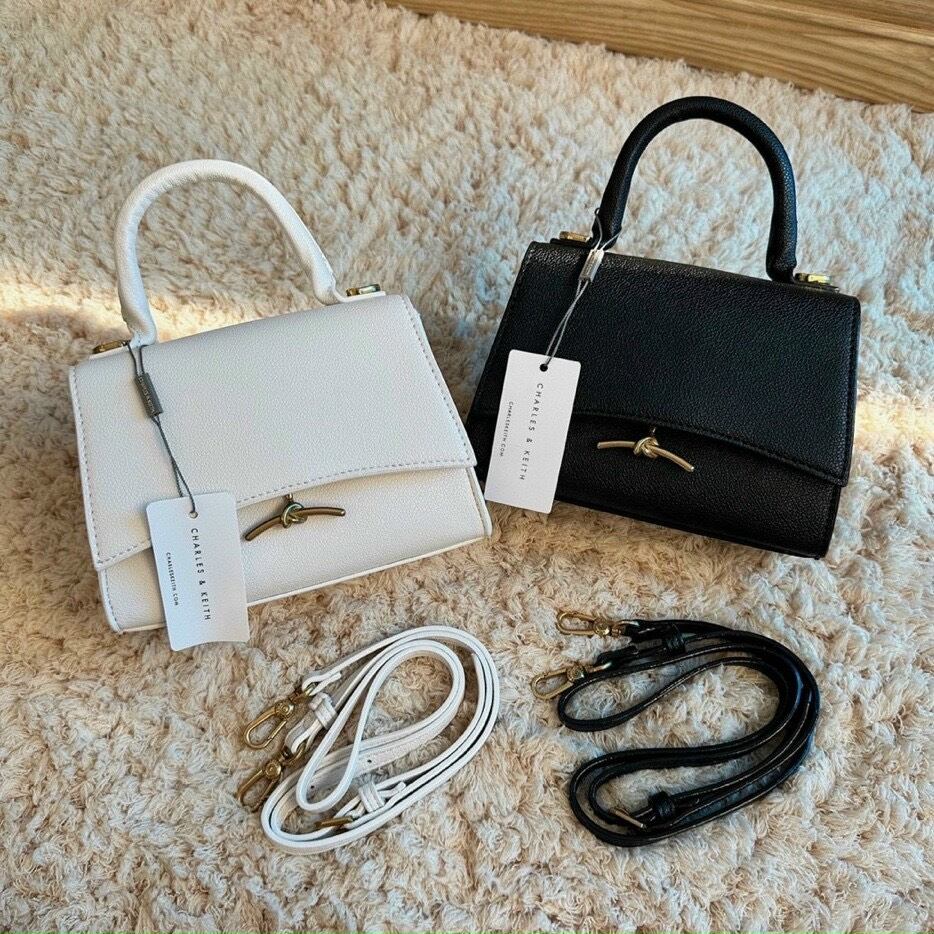 Túi Charles & Keith Huxley Metallic Push-Lock Top Handle Bag