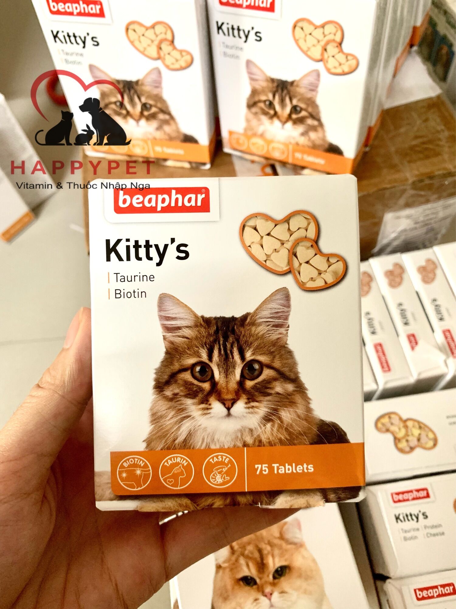 Phô mai tăng nọng cho mè Beaphar kitty nhập Nga (hộp 75 viên)