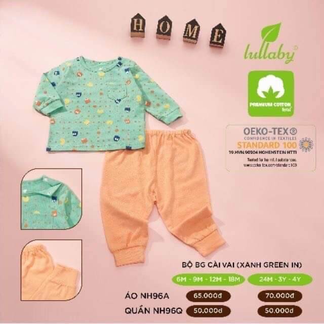 Bộ dài tay cai vai cotton mỏng Lullaby