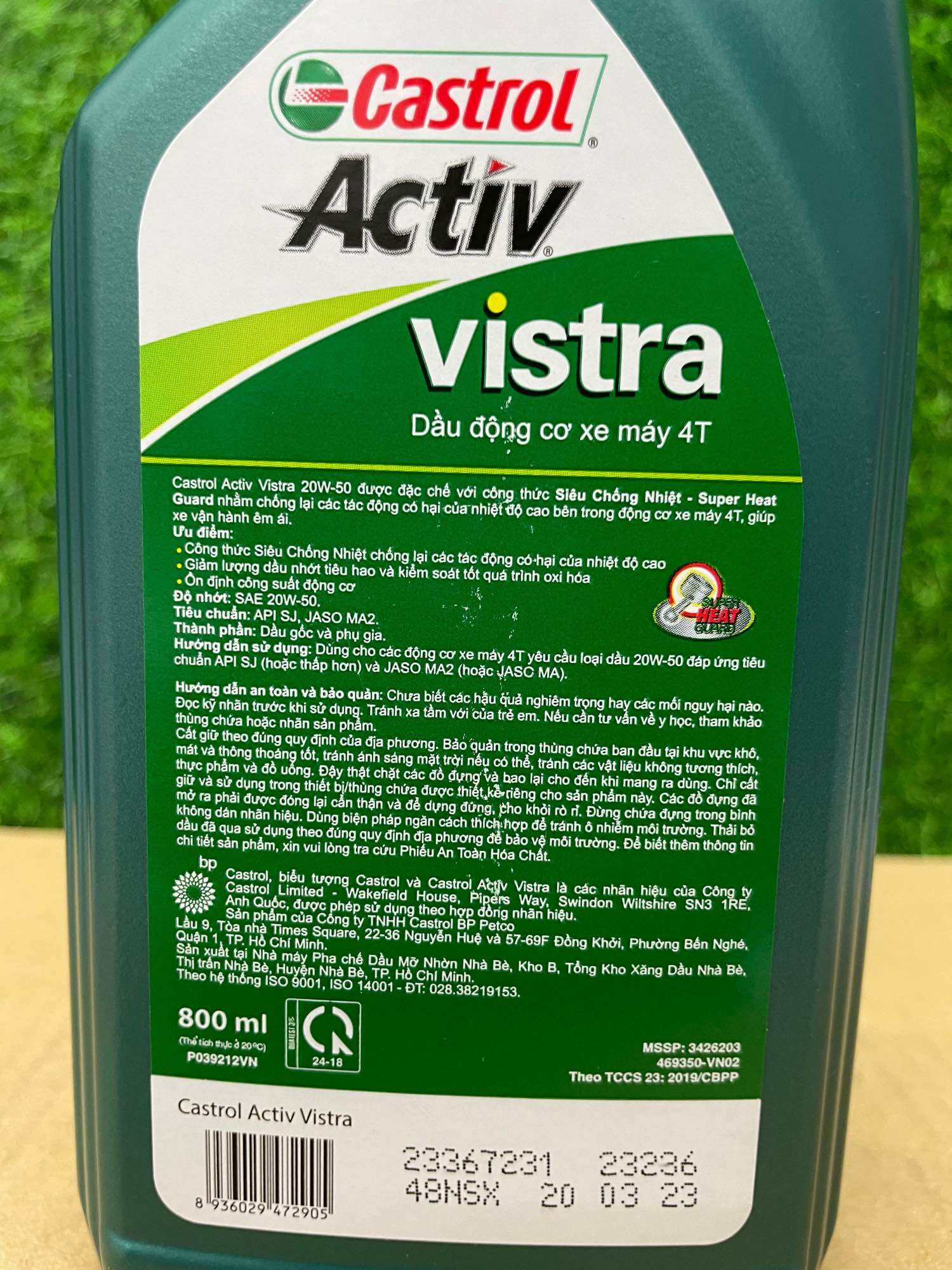 [HÀNG CHÍNH HÃNG] Nhớt Castrol Vistra 20W50 (0.8L & 1.0L) - Xe số - Xe côn