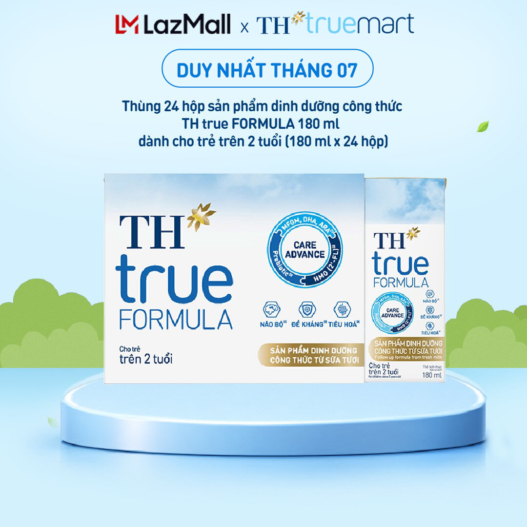 Thùng 24 hộp sản phẩm dinh dưỡng công thức từ sữa tươi dành cho trẻ trên 2 tuổi TH true FORMULA 180 ml (180 ml x 24)
