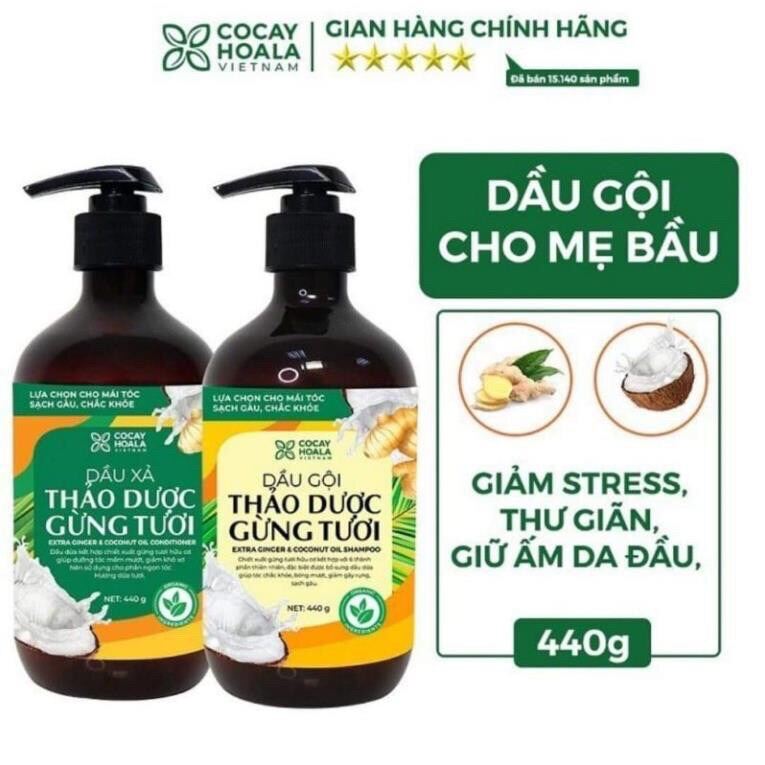 Dầu Gội Thảo Dược Gừng Dừa Hữu Cơ Cocayhoala Dành Cho Mẹ Bầu Thiên Nhiên An Toàn Lành Tính Dung Tích 440G/Chai