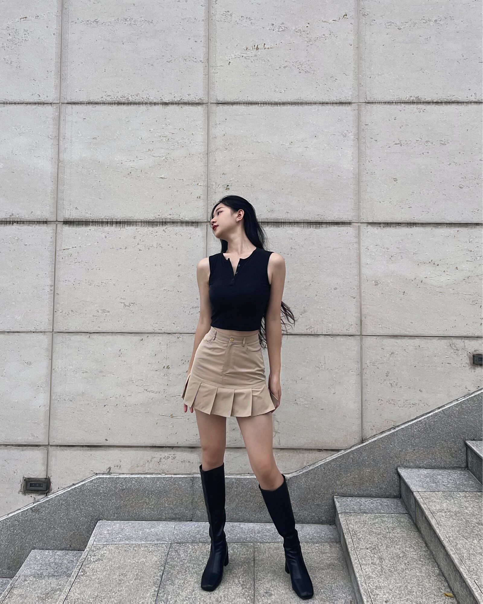 Greenstuffs - Áo thun trắng nữ ba lỗ basic - Tank top