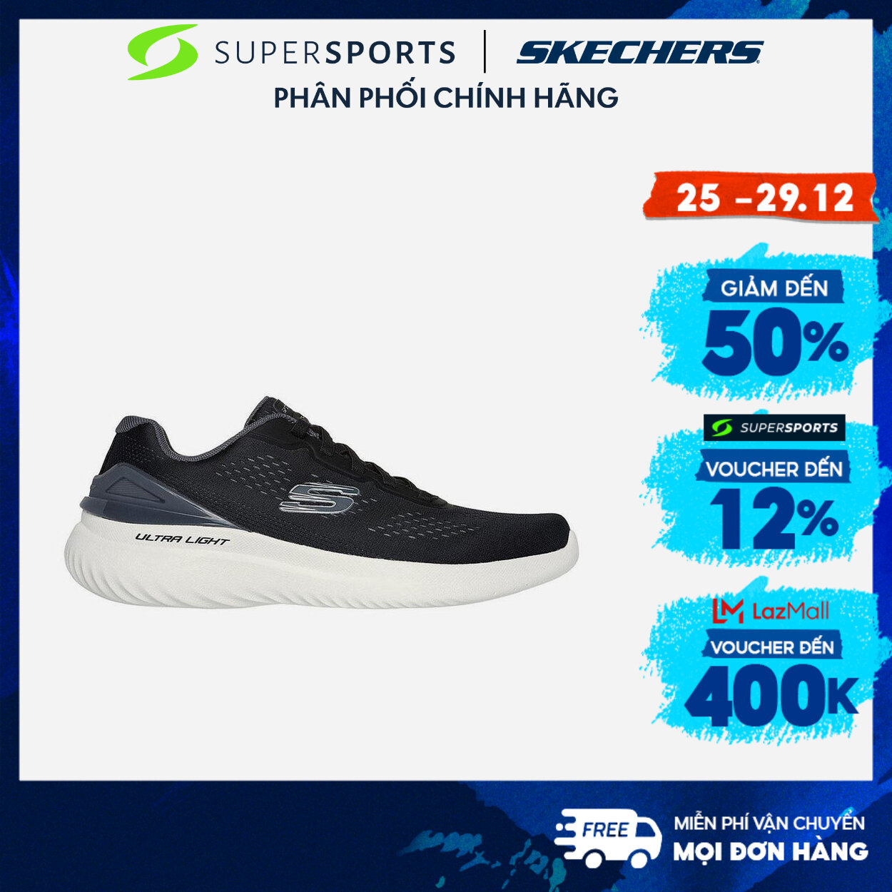 Giày Sneaker Nam Skechers Bounder 2.0 - Đen - 232776-BKGY