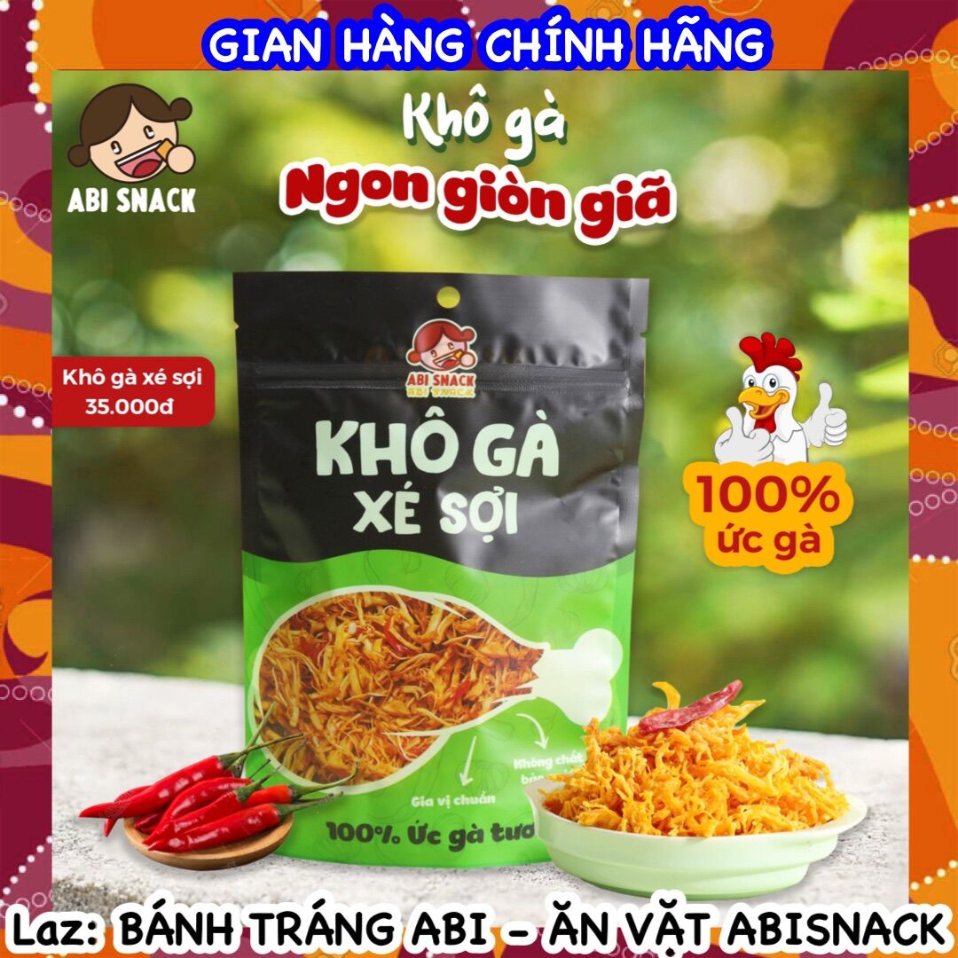 Khô gà cay bơ tỏi xé sợi Abi