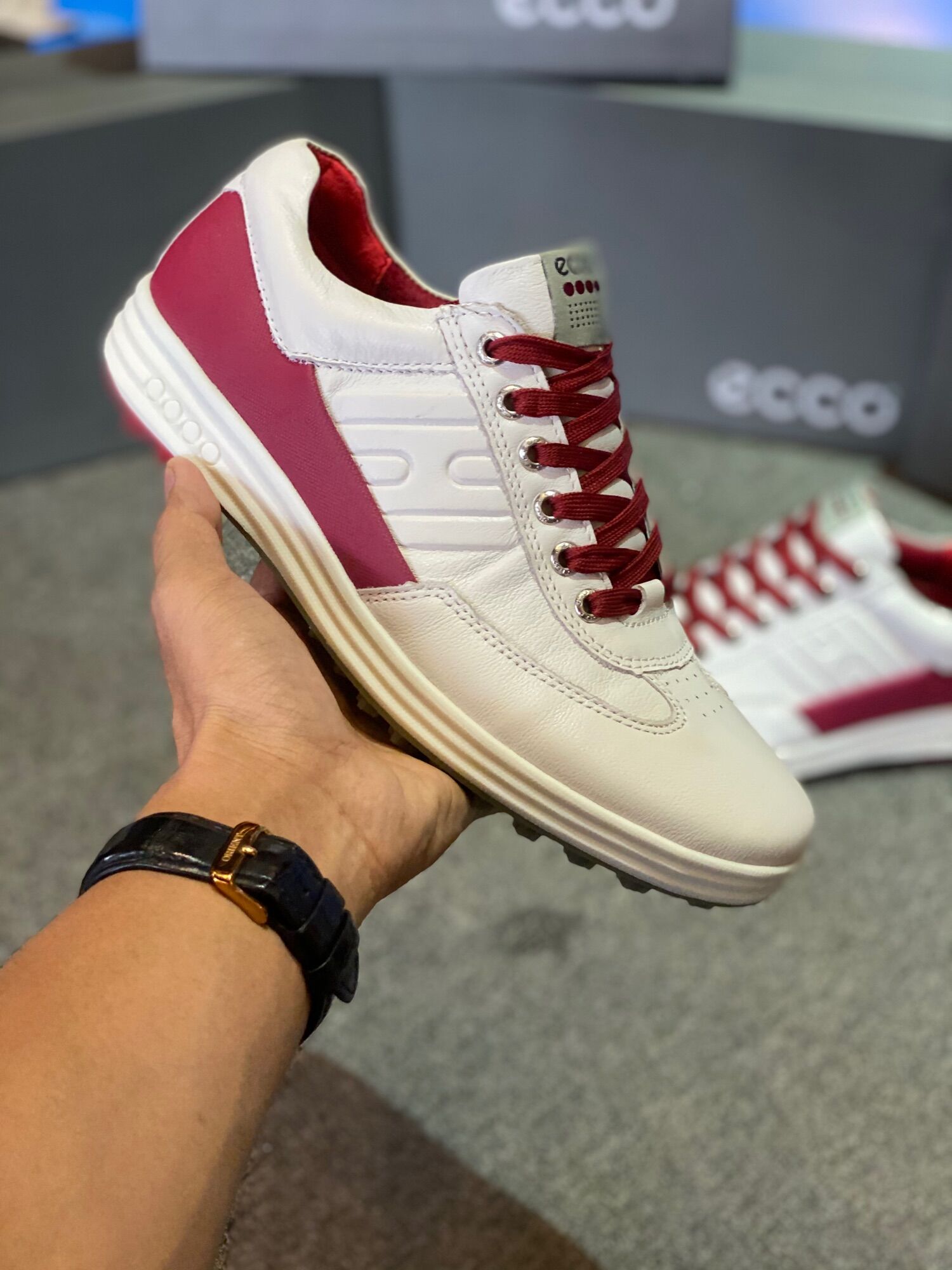 Giày Golf Nam Ecco M Golf Evo One-White/Red