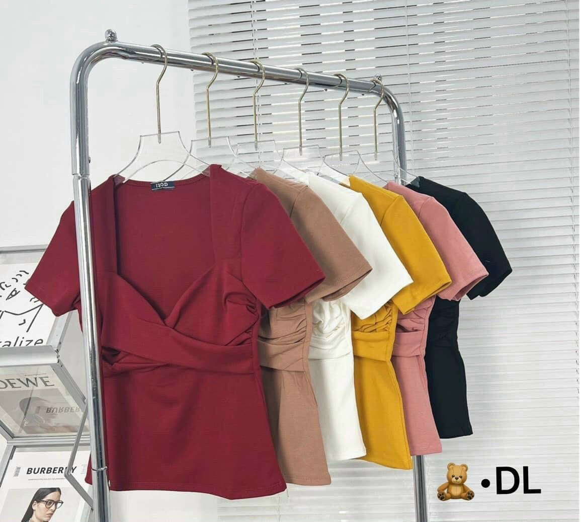 Áo Xoắn Ngực Tay Ngắn Có Mút Ngực