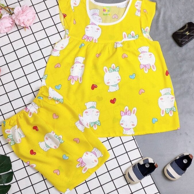combo 3bộ bé gái chất vải tole lanh thấm hút