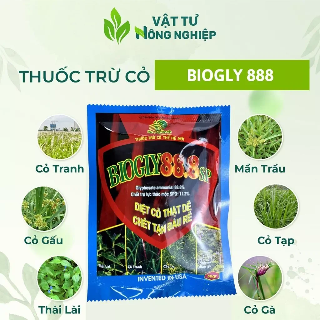  Thuốc diệt Cỏ Gà,Cỏ Gấu,Cỏ Mần Trầu,Cỏ Vườn Cà Phê,Cỏ Ngô,Trừ Sạch Cỏ Tận Gốc .An Toàn Cho Cây Và Đất  gói Sinh Học 50g  