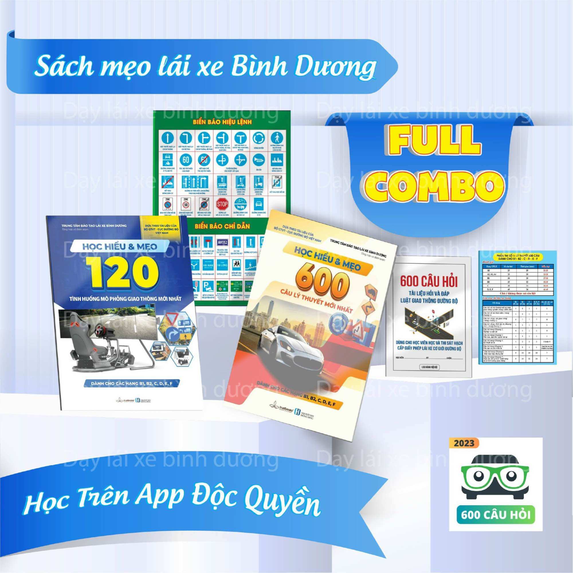 Combo 5 quấn sách học lái cho các hạng b1,b2,d.e,d