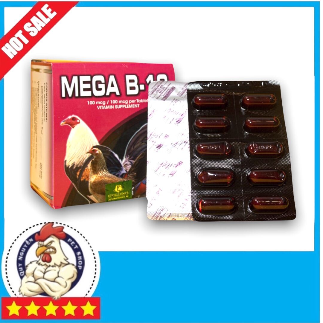 MEGA B12 hộp 100 viên cung cấp dinh dưỡng giúp gà tăng nước máu, đá bo tốt
