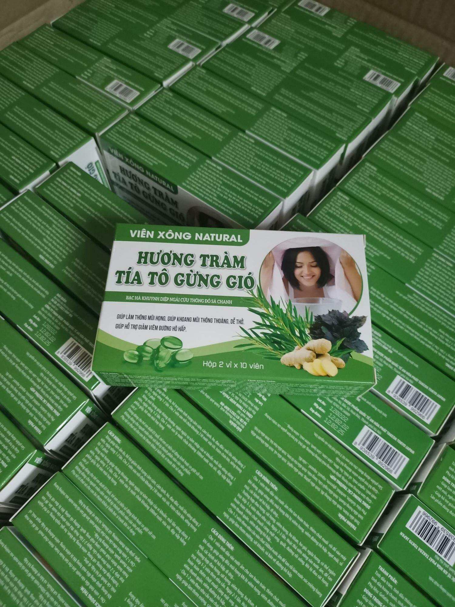 Viên tinh dầu xông mũi họng hương tràm sả chanh khuynh diệp tía tô gừg gió khử khuẩn ngừa cảm cúm covid (10 hộp tặng 1 vĩ)