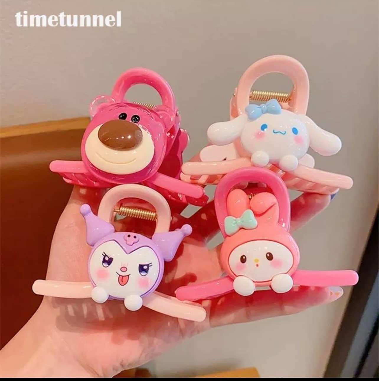 Set 4 kẹp tóc gấu dâu hoạt hình cho bé - kẹp tóc xinh xắn, cute cho bé