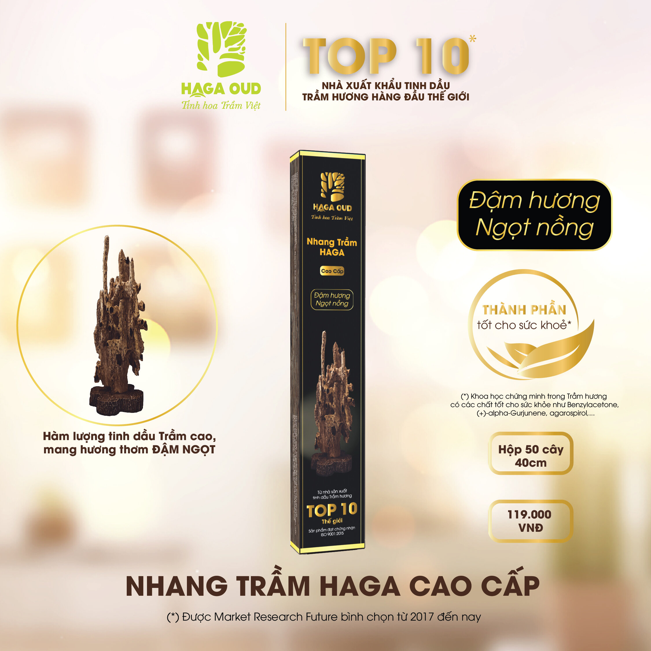 Nhang trầm haga 40cm 50 cây