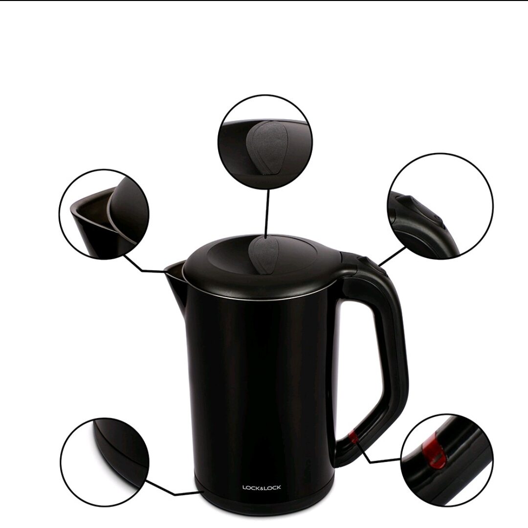 Bình Đun Siêu Tốc 2 Lớp Lock&Lock EJK738BLK (1.7L) Hàng chính hãng
