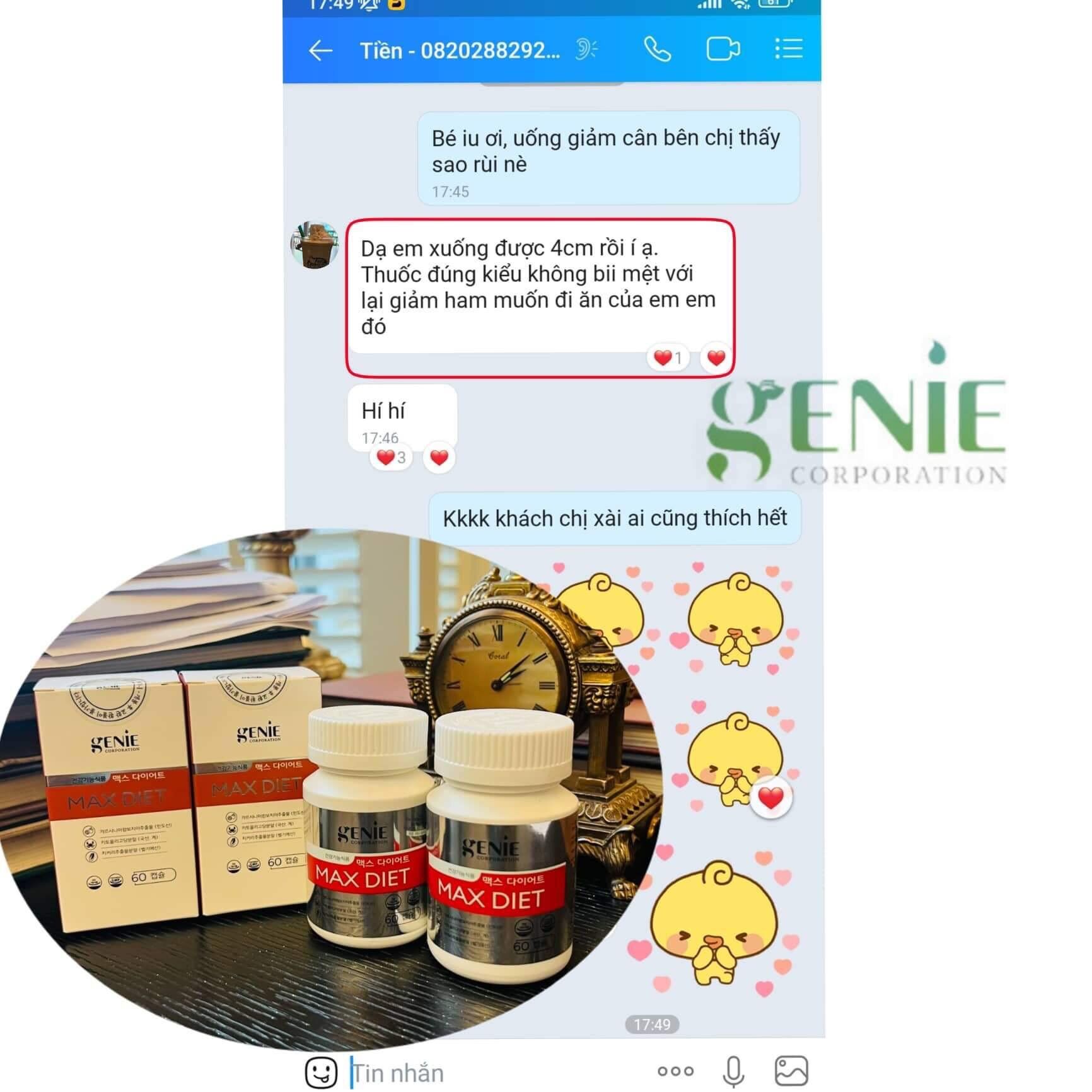 Giảm cân Max Diet Genie hộp 60v