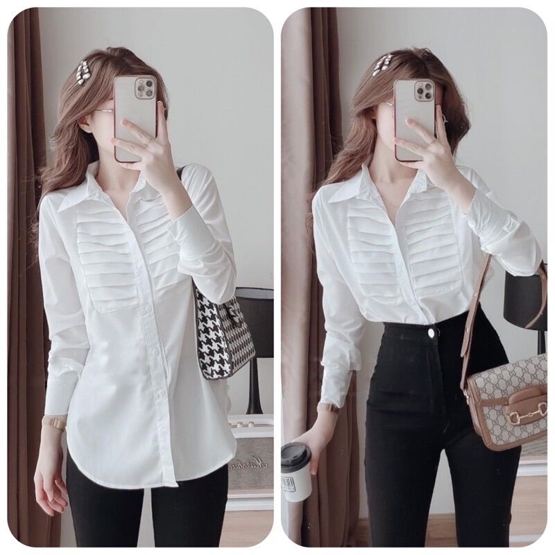 Áo sơ mi basic công sở mặc đi học, đi làm siêu hot