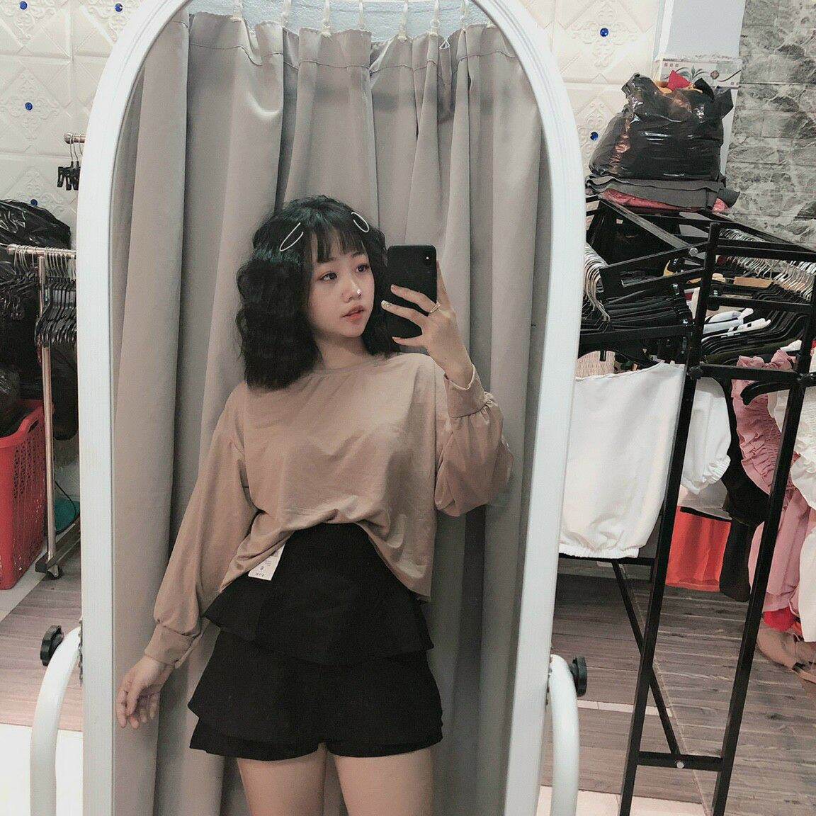 Áo croptop tay phồng đủ màu