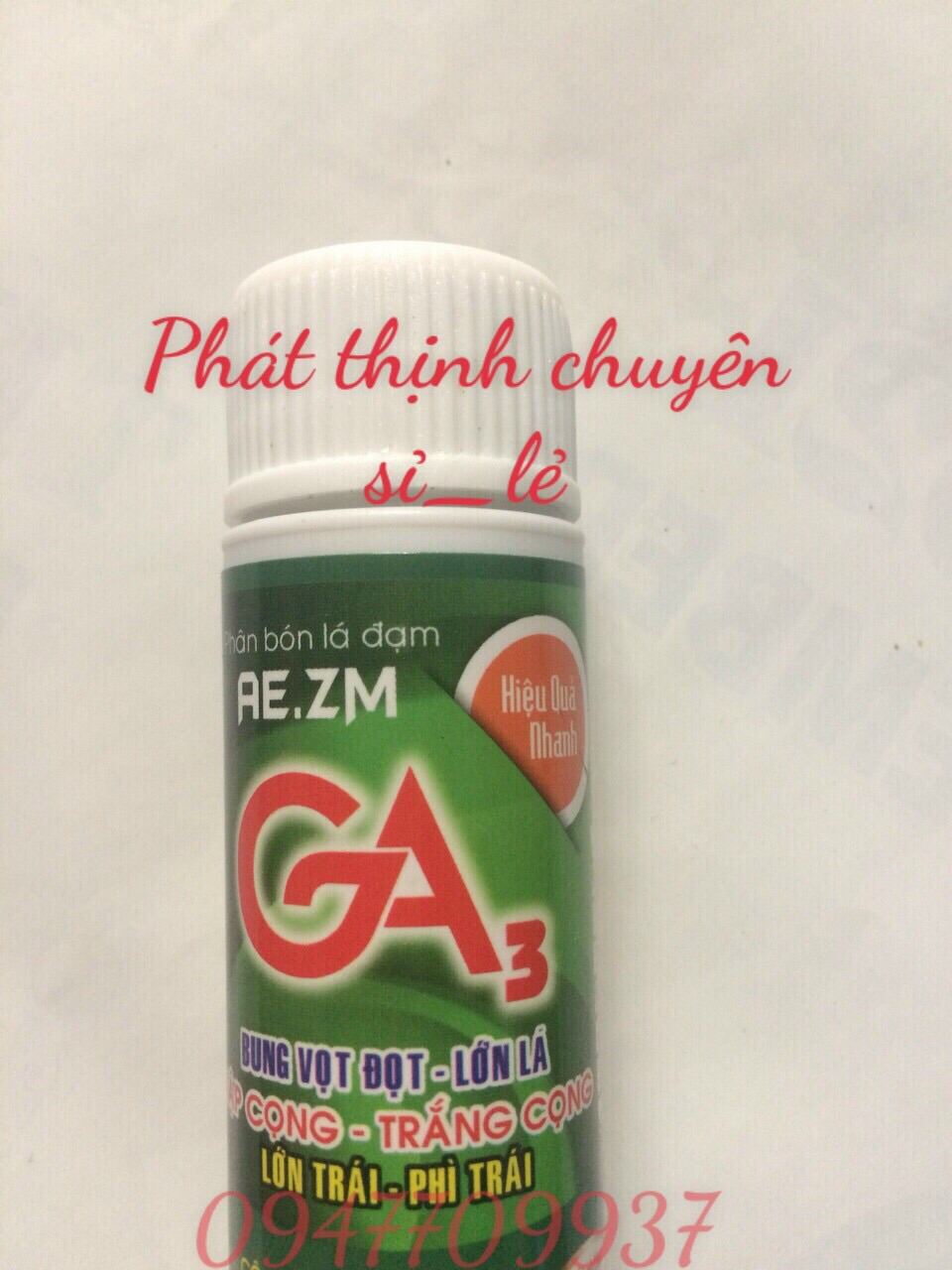 Phân bón lá GA3 giúp vọt bung đọt mạnh cây trồng ,lớn lá nhanh, mập cọng, trắng cọng, lớn trái phì trái nhanh thích hợp cây trồng như cây mai, hoa cây kiểng, cây ăn trái trồng chậu, sân thượng