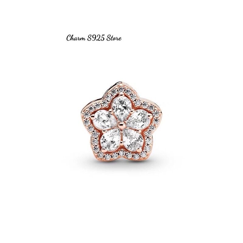 Charm pan ale ngôi sao vàng hồng đính đá bạc s925