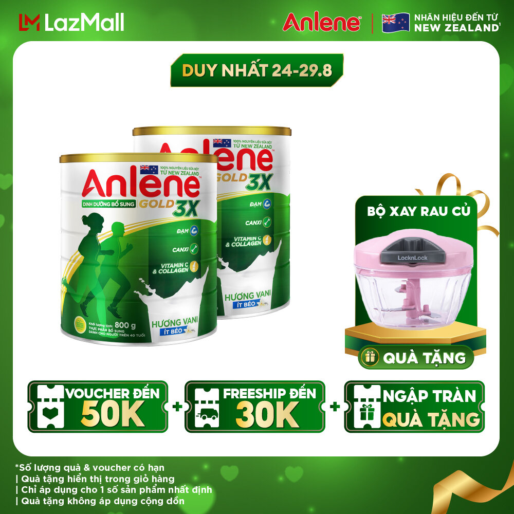 Combo 2 lon sữa bột anlene gold 3x vanilla 800g