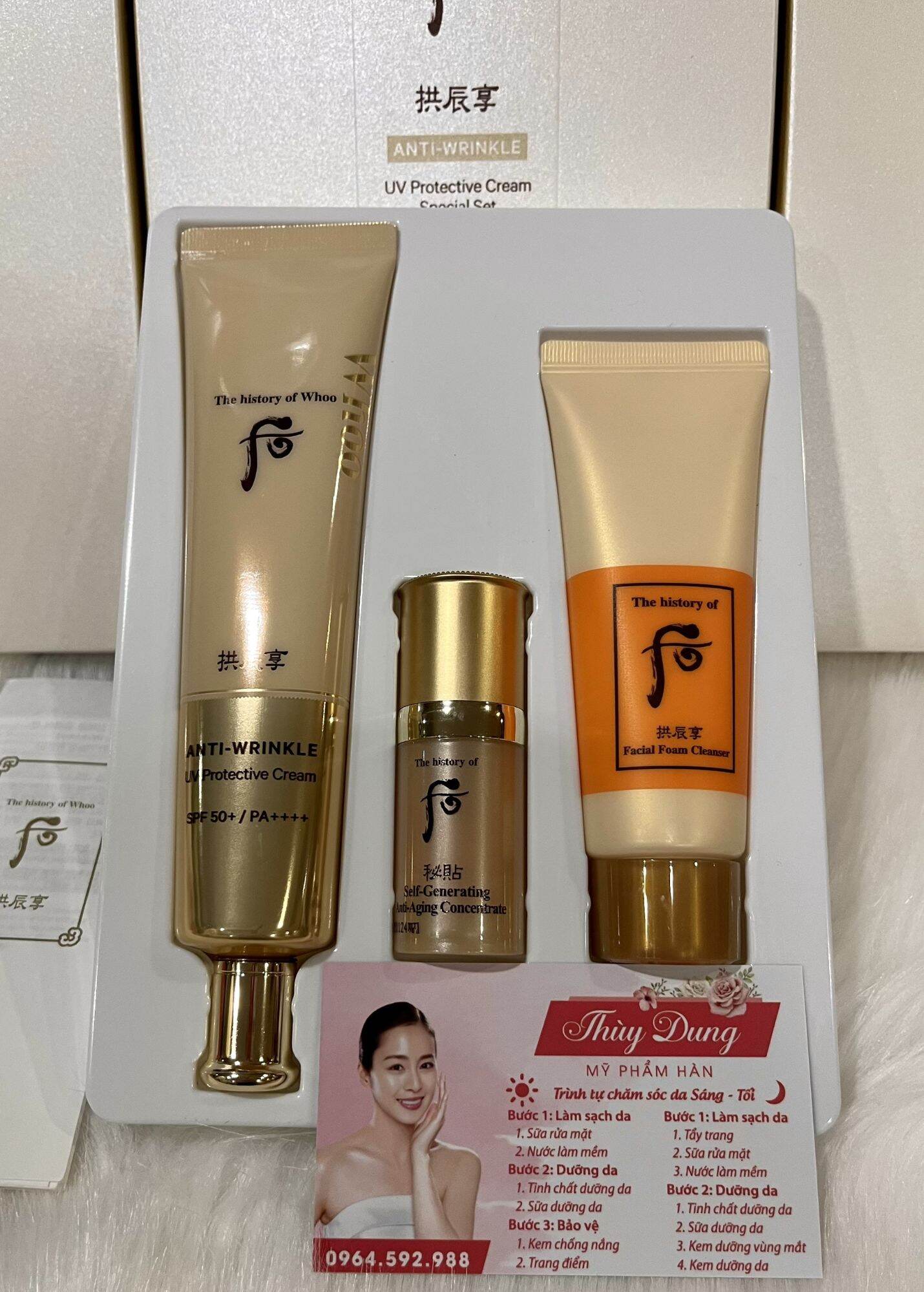 Set chống nắng, chống nhăn whoo wrinkle sun cream spf50+/pa++++. date 2025