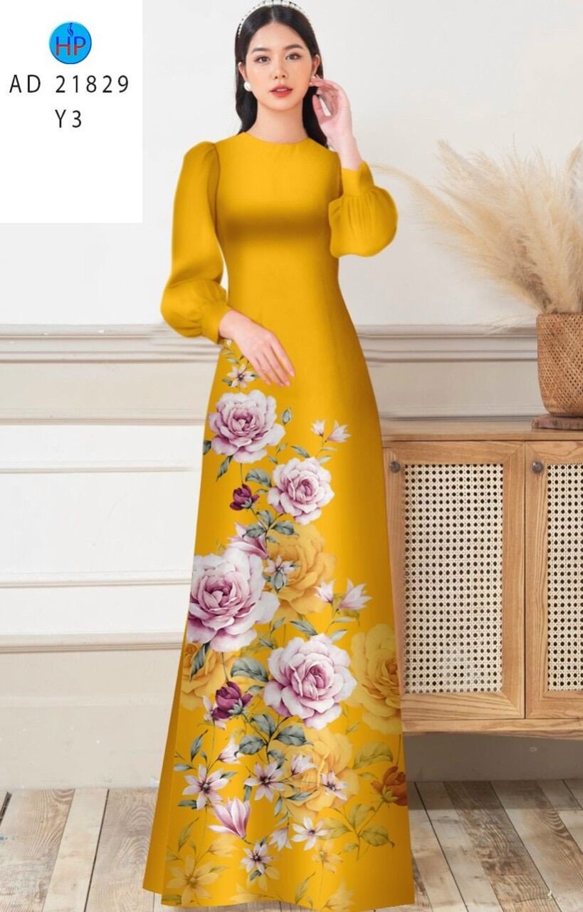 Vải áo dài in hoa 3D lụa cao cấp