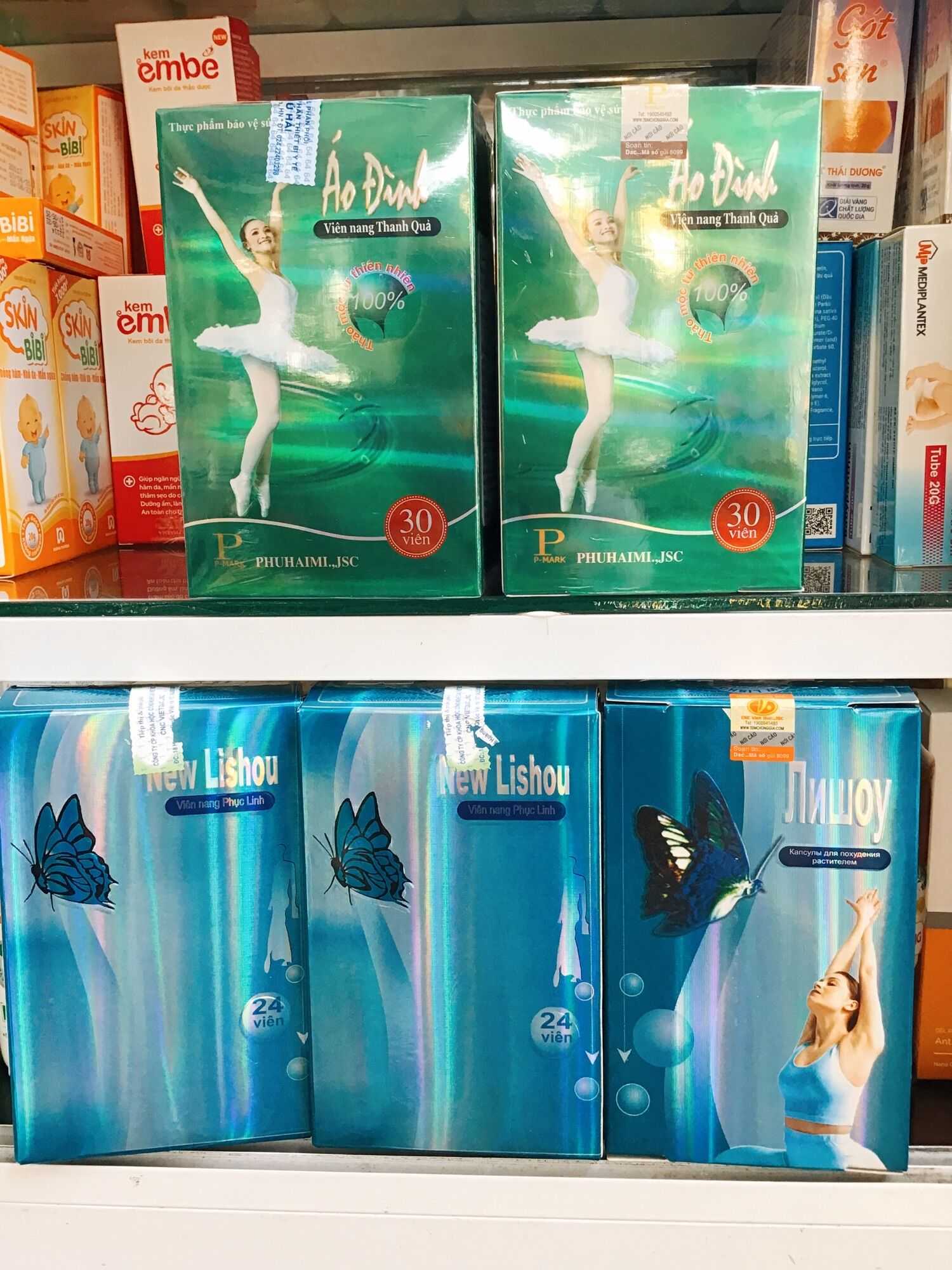 [HCM]Viên uống giảm cân ÁO ĐÌNH hộp 30 viên, VIÊN NANG PHỤC LINH NEW LISHOU (dạng vỉ 24 viên)