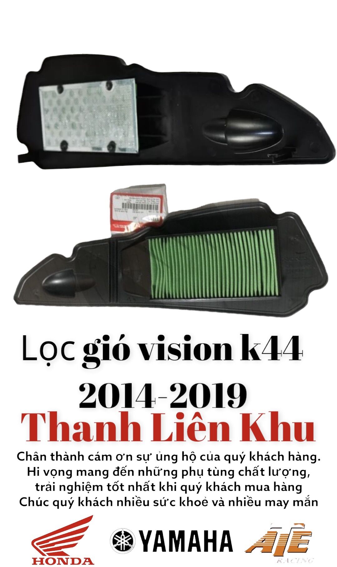 Lọc gió vision k44 mẫu đề từ 2014-2019