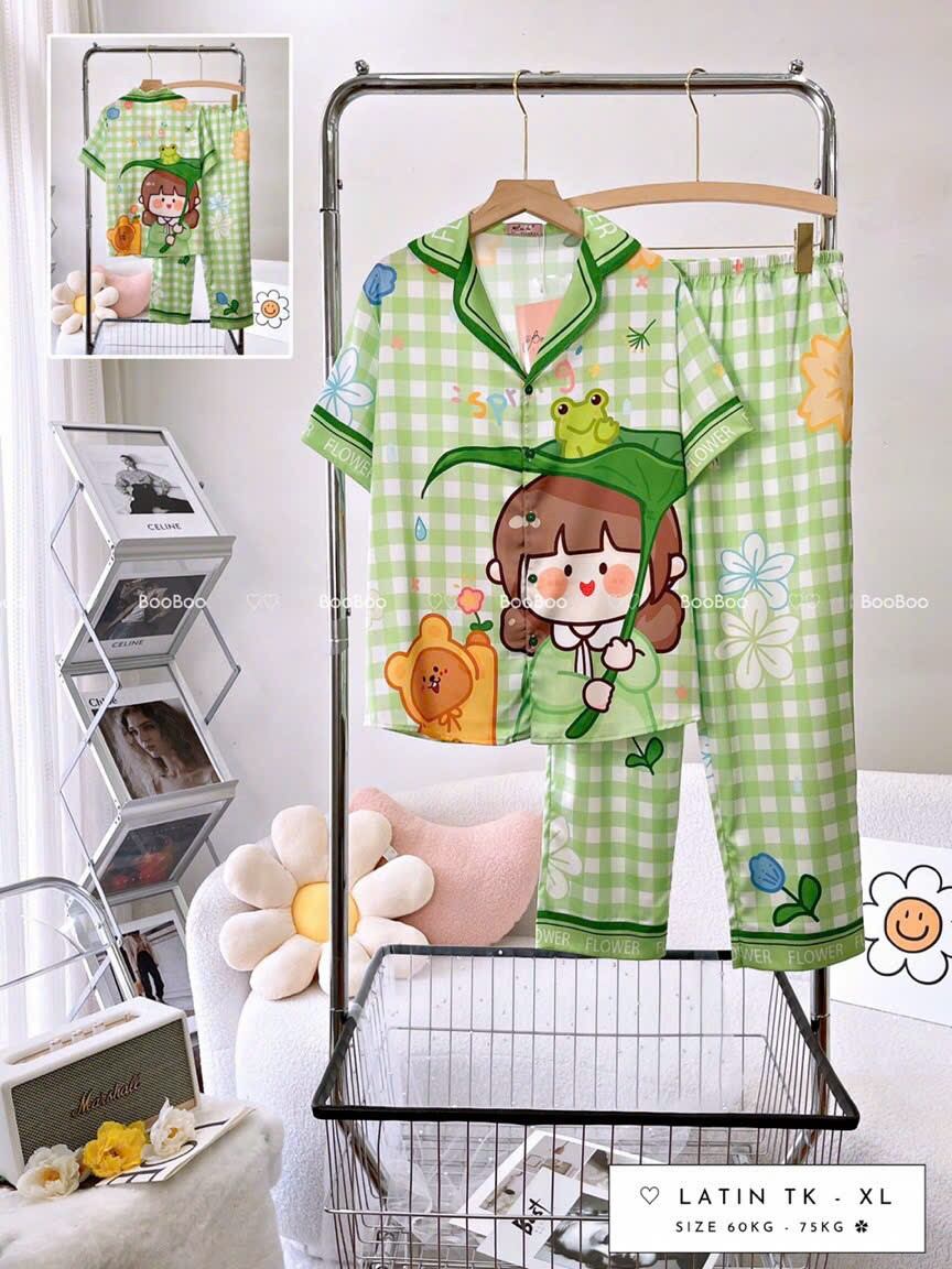 (Bigsize - Tay Ngắn Quần Dài) - Pijama BooBoo Lụa Latin Thiết kế Cao Cấp 60-75kg