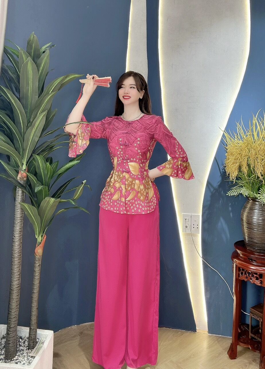 Bộ bà ba cổ tròn tay loe bảng màu đẹp